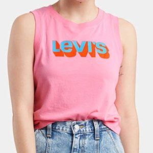Levi's High Neck Graphic Sleeveless Pink Crop Top